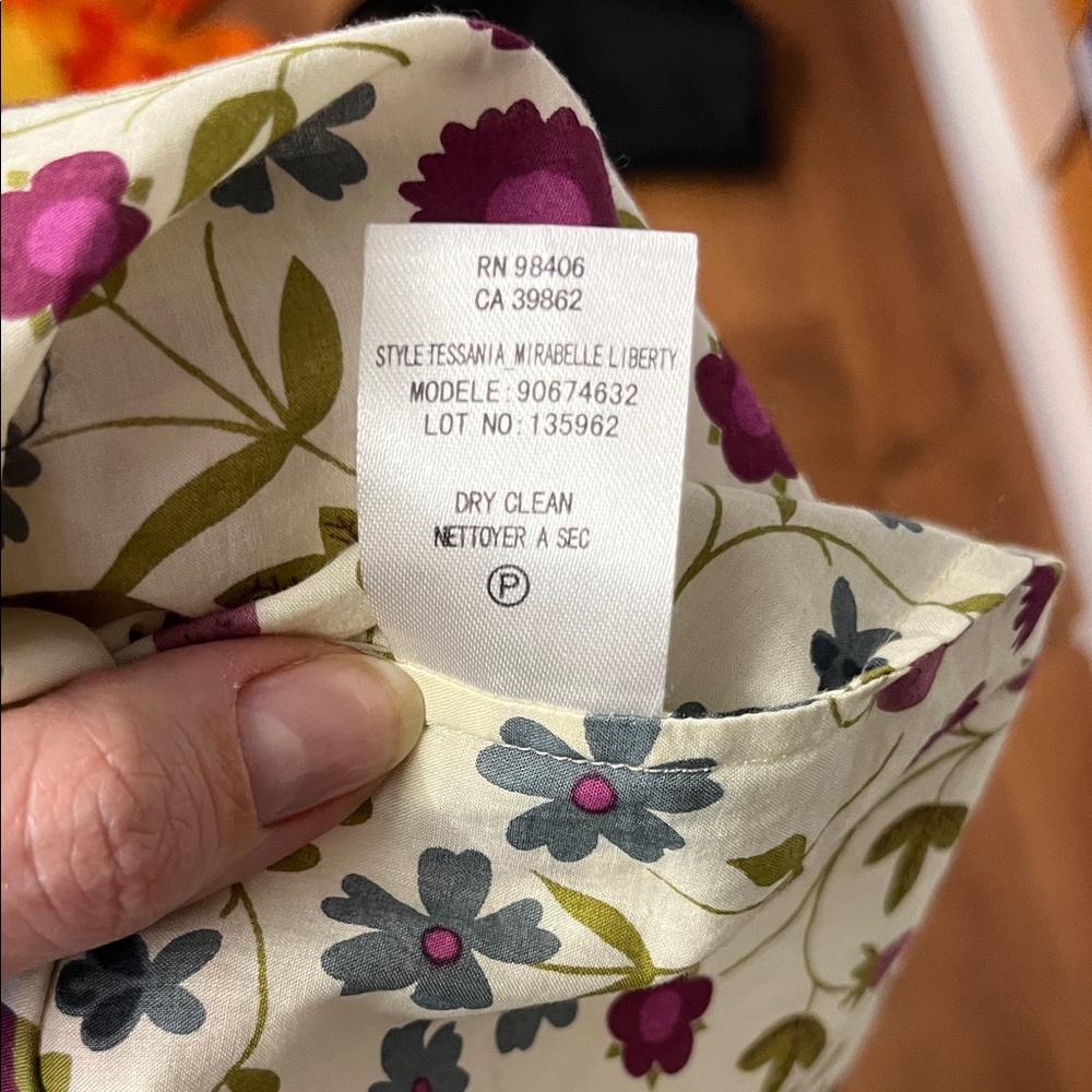 Theory Backless Floral Dress in Cream and Purple - Picture 3 of 4